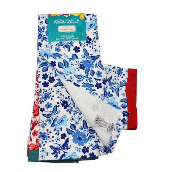 The Pioneer Women Floral Multicolor Cotton Kitchen Towel‎ Set 3pc  20x30in - Picture 4 of 16